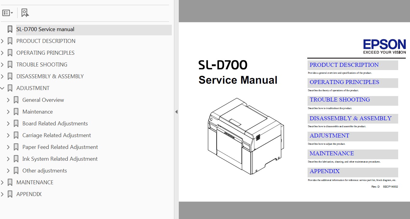 Epson <b>Sure Lab SL-D700 </b> printer Service Manual  <font color=red>New!</font>